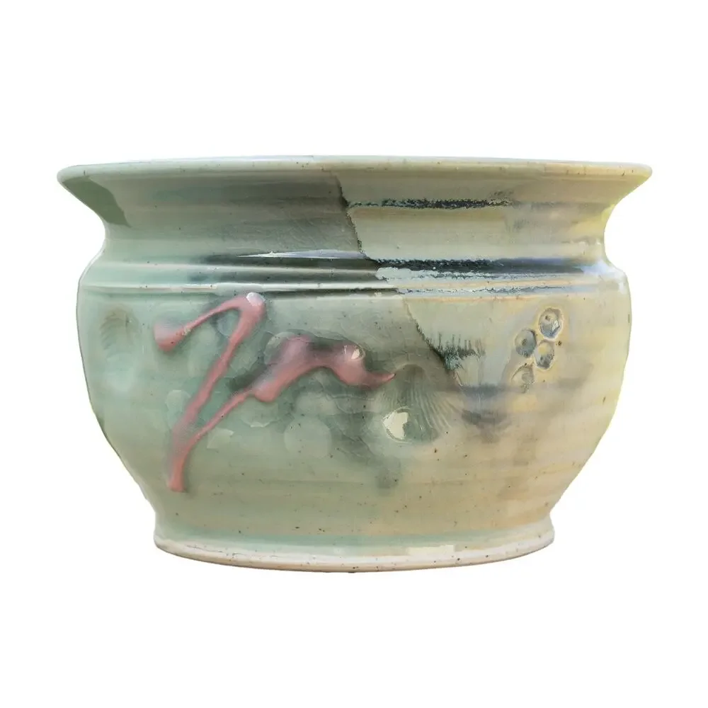 Vintage Hand-Thrown Studio Pottery Planter & Cachepot – Sage & Earth